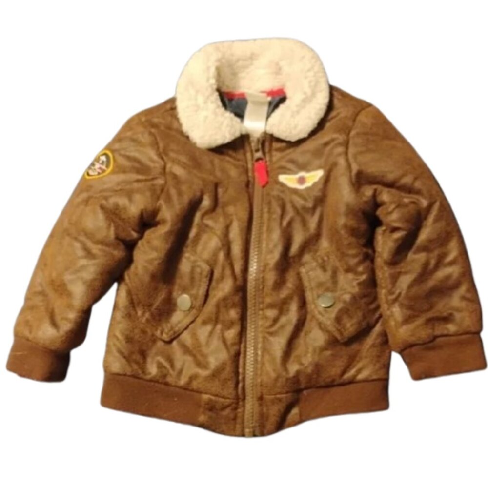 🚨5 For $25🚨18-24M Little Me Brown Warm Collared Aviator Jacket for Kids